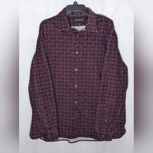 Banana Republic Geometric/Floral Corduroy Button Down Long Sleeve Shirt Sz XL